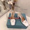 Prada Heel 7cm Patent Leather Triangle Logo Sandals White 2020