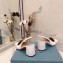 Prada Heel 7cm Patent Leather Triangle Logo Sandals White 2020