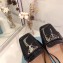 Prada Heel 7cm Patent Leather Triangle Logo Sandals Black 2020