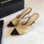 Chanel Pearl Heel 8cm Lambskin and Grosgrain Mules G35540 Beige/Black 2020