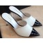 Chanel Pearl Heel 8cm Lambskin and Patent Calfskin Mules G35540 White/Black 2020