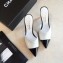 Chanel Pearl Heel 8cm Lambskin and Patent Calfskin Mules G35540 White/Black 2020