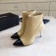 Chanel Pearl Heel 8cm Lambskin and Grosgrain Ankle Boots G35548 Beige/Black 2020