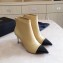 Chanel Pearl Heel 8cm Lambskin and Grosgrain Ankle Boots G35548 Beige/Black 2020