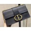 Dior 30 Montaigne Stamped Grain Calfskin Flap Chain Bag Black 2020