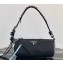Prada Nylon Shoulder Bag with Studs 1BC100 Black/Blue 2020
