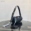 Prada Nylon Shoulder Bag with Studs 1BC100 Black/Blue 2020