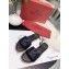 Valentino VLOGO Flat Calfskin Slide Sandals Black 2020