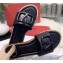 Valentino VLOGO Flat Calfskin Slide Sandals Black 2020