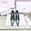 Balenciaga Heel Strassed BB Logo Satin Pumps Green 2020
