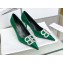 Balenciaga Heel Strassed BB Logo Satin Pumps Green 2020