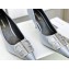 Balenciaga Heel Strassed BB Logo Satin Pumps Silver 2020