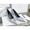 Balenciaga Heel Strassed BB Logo Satin Pumps Silver 2020