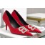 Balenciaga Heel Strassed BB Logo Satin Pumps Red 2020