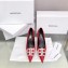 Balenciaga Heel Strassed BB Logo Satin Pumps Red 2020