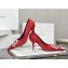 Balenciaga Heel Strassed BB Logo Satin Pumps Red 2020