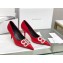 Balenciaga Heel Strassed BB Logo Satin Pumps Red 2020