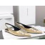 Balenciaga Strassed BB Logo Satin Slingback Flat Ballerinas Gold 2020