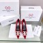 Balenciaga Heel Strassed BB Logo Velvet Pumps Red 2020