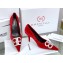 Balenciaga Heel Strassed BB Logo Velvet Pumps Red 2020