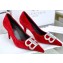 Balenciaga Heel Strassed BB Logo Velvet Pumps Red 2020
