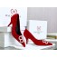 Balenciaga Heel Strassed BB Logo Velvet Pumps Red 2020