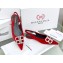 Balenciaga Heel Strassed BB Logo Velvet Mules Pumps Red 2020