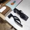 Balenciaga Heel 6cm Double Square Open Back Flip Flop Thong Sandals Calfskin Black 2020