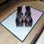 Balenciaga Heel 6cm Double Square Open Back Flip Flop Thong Sandals Crinkled Silver 2020