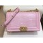 Chanel Lizard Pattern Boy Flap Shoulder Medium Bag Pink