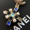 Chanel CC Multicolored Cross Earrings Blue/Gold 