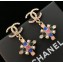 Chanel CC Multicolored Cross Earrings Blue/Green/Pink 2018