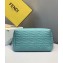 Fendi All-over FF Logo Motif Leather Small Boston Bag Pale Blue 2019