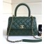 Chanel Caviar Leather Small Cocohandle Chain Bag Green