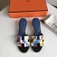 Hermes Heel 5cm Print Oasis Slipper Sandals Black/Blue