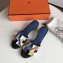 Hermes Heel 5cm Print Oasis Slipper Sandals Black/Blue
