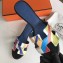 Hermes Heel 5cm Print Oasis Slipper Sandals Black/Blue