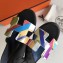 Hermes Heel 5cm Print Oasis Slipper Sandals Black/Blue
