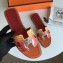 Hermes Print Oran Flat Slipper Sandals Orange