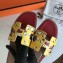 Hermes Print Oran Flat Slipper Sandals Red/Yellow