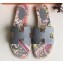 Hermes Print Oran Flat Slipper Sandals Gray