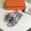 Hermes Print Oran Flat Slipper Sandals Gray