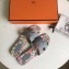 Hermes Print Oran Flat Slipper Sandals Gray