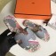 Hermes Print Oran Flat Slipper Sandals Gray