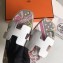Hermes Print Oran Flat Slipper Sandals White