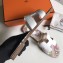 Hermes Print Oran Flat Slipper Sandals White
