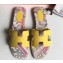 Hermes Print Oran Flat Slipper Sandals Yellow