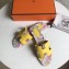 Hermes Print Oran Flat Slipper Sandals Yellow