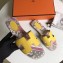 Hermes Print Oran Flat Slipper Sandals Yellow