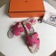 Hermes Print Oran Flat Slipper Sandals Fuchsia